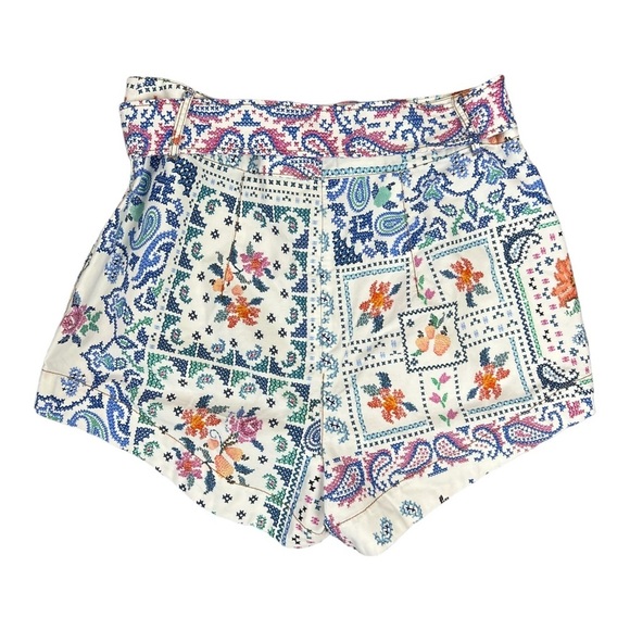 FARM Rio Romantic Bandanas Belted Shorts Large Summer Belted Cotton Paisley Boho - Picture 3 of 8